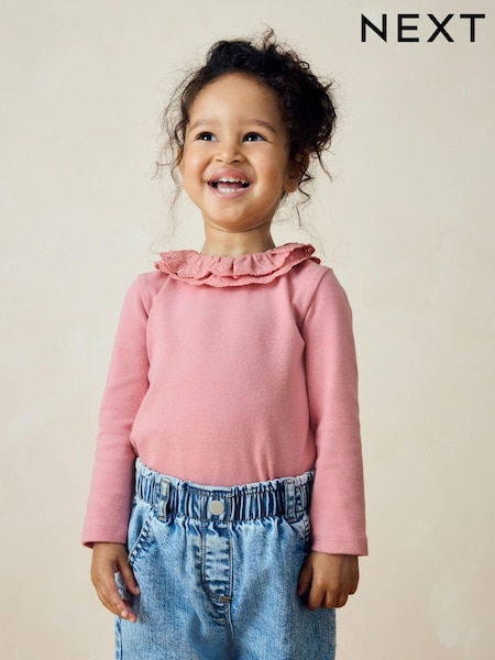 Pink Long Sleeve Collar Top (3mths-7yrs) (B87598) | R$ 65 - R$ 85