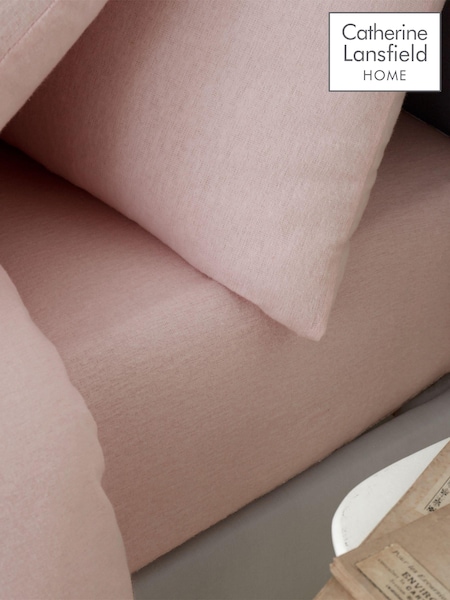 Catherine Lansfield Pink 100% Cotton Fitted Sheet (B87681) | €16 - €27