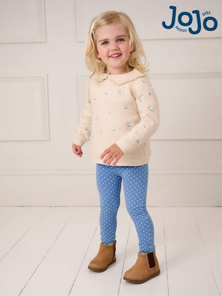 JoJo Maman Bébé Natural Embroidered Collar Sweatshirt (B87683) | €40