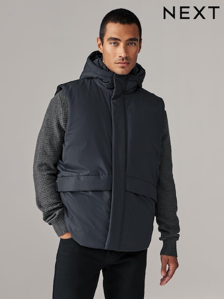 Navy Shower Resistant Hooded Padded Gilet (B87690) | €13