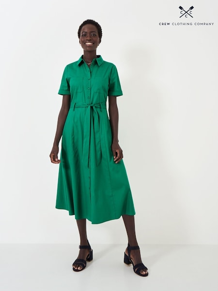 Crew Clothing Green Lyocell Blend Shirt Dress (B87724) | €56