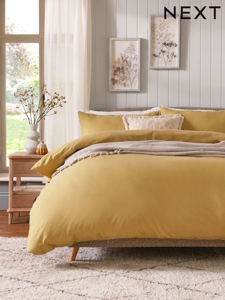Light Yellow Brushed Supersoft 100% Cotton Duvet Cover And Pillowcase Set (B87737) | €33 - €72