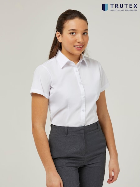 Trutex White Slim Fit Short Sleeve 2 Pack School Shirts (B87753) | €34 - €37