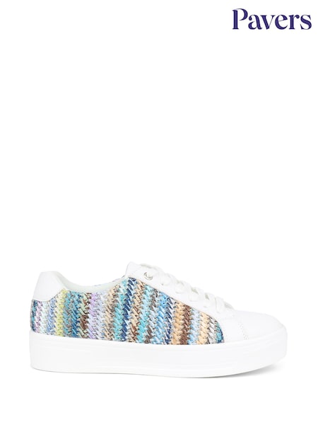 Pavers Blue Stripe Lace Up Trainers (B87828) | ₪176