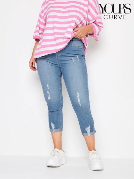 Azul claro - Yours Curve Grace Turn Up Ripped Cropped Jeggings (B87832) | 41 €