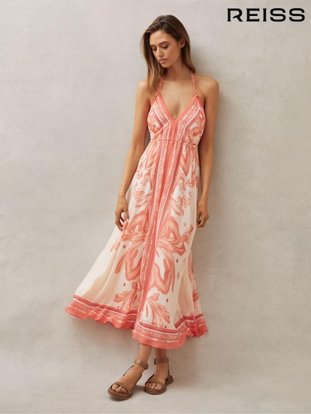 Reiss Delilah Printed Ruched Waist Midi Dress (B87941) | 345 €