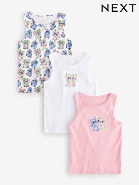 Pink/White 100% Cotton Lilo and Stitch Vests (1.5-12yrs) (B88020) | €16 - €18