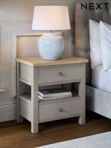 Dove Grey Malvern Paint Effect 2 Drawer with Shelf Bedside Table (B88040) | €230