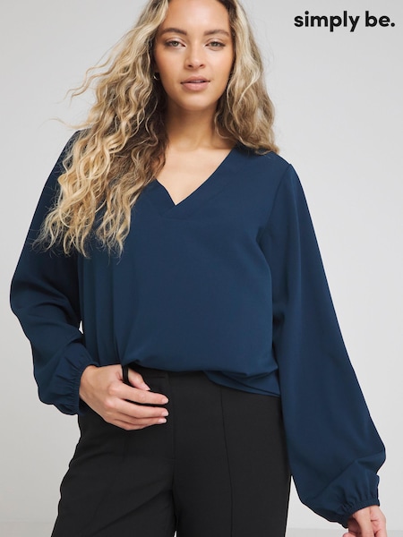 Simply Be Short Sleeve V-Neck Boxy Blouse (B88069) | 91 LEI