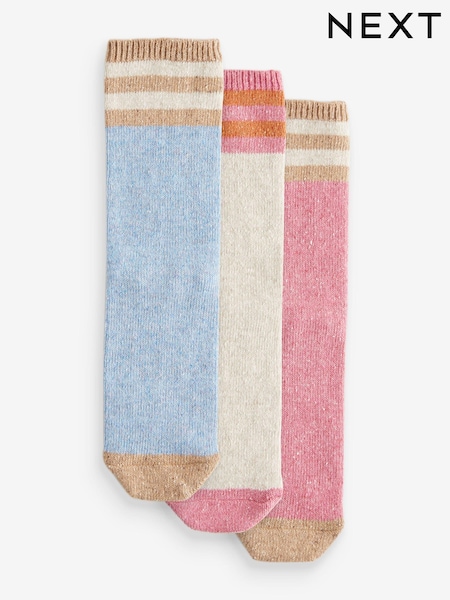 Sininen/Vaaleanpunainen/Ecru - Thermal Wool Blend Ankle Socks 3 Pack With Silk (B88115) | €15