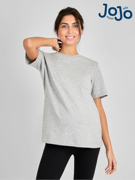 JoJo Maman Bébé Marl Grey Oversized Boyfriend Maternity T-Shirt (B88192) | EGP1,122
