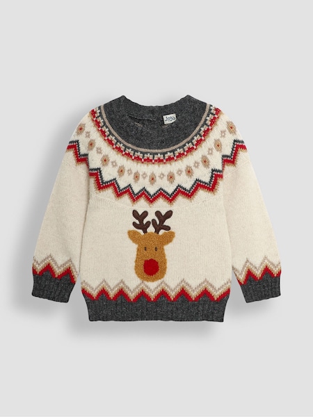 JoJo Maman Bébé Natural Reindeer Christmas Reindeer Jumper (B88257) | R$ 295