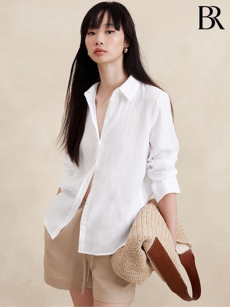 Banana Republic White The Perfect Linen Shirt (B88260) | €81