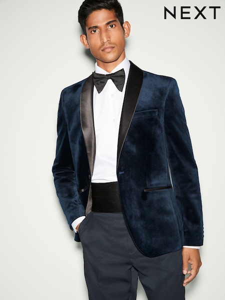 Dark Navy Sininen - Normaali istuvuus - Velvet Blazer (B88349) | €122