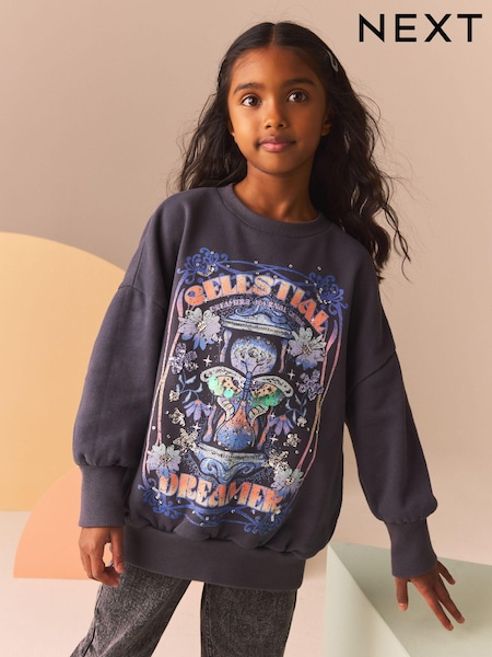 Grey Celestial Embellished Sweatshirt (3-16yrs) (B88471) | AED49 - AED67
