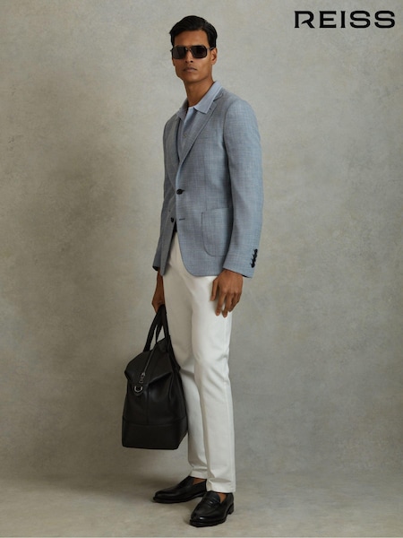 Pehmeä Sininen - Reiss Aphrodite Single Breasted Blazer With Cotton (B88489) | €438