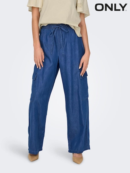 ONLY Wide Leg Tencel Denim Cargo Utility Jeans (B88490) | €19