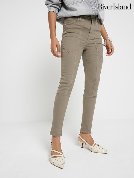 River Island Green Petite High Rise Skinny Fit Jeans (B88546) | €31