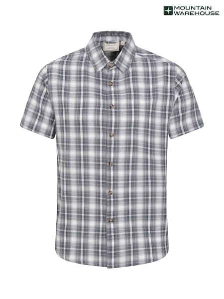 Mountain Warehouse Grey Weekender Mens 100% Cotton Short Sleeve Shirt (B88608) | €33
