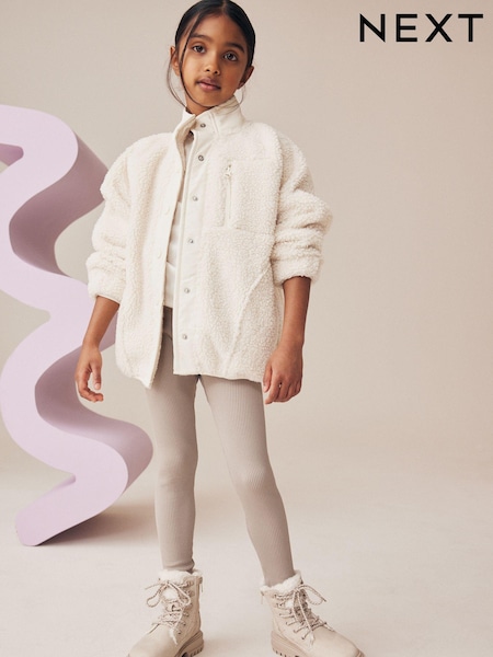 Beige Seamless Ribbed High Waist Leggings (3-16yrs) (B88648) | AED71 - AED97