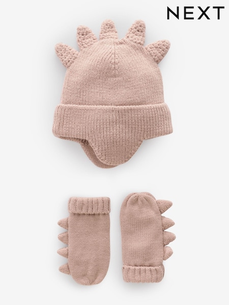 Бежевый с динозавром - Hat and Mittens Set (3mths-6yrs) (B88679) | €11 - €12