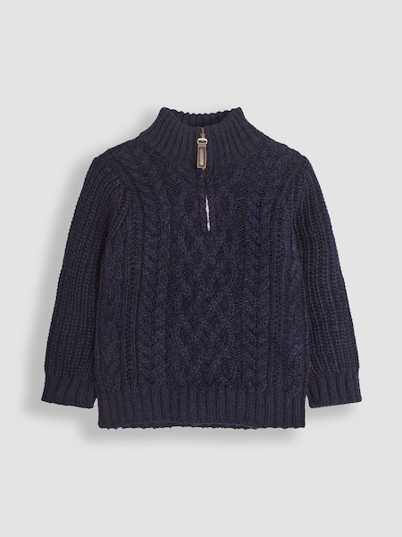 Marineblau/blau - JoJo Maman Bébé Cable Half Zip Jumper (B88973) | 40 €