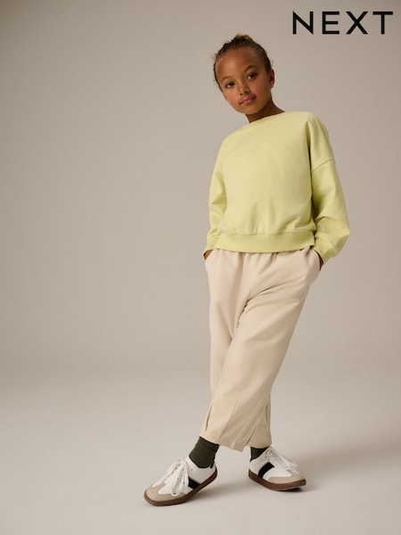 Lime Green Oversized 100% Cotton Sweat and Check Barrel Leg Joggers Set (3-16yrs) (B88980) | AED71 - AED92