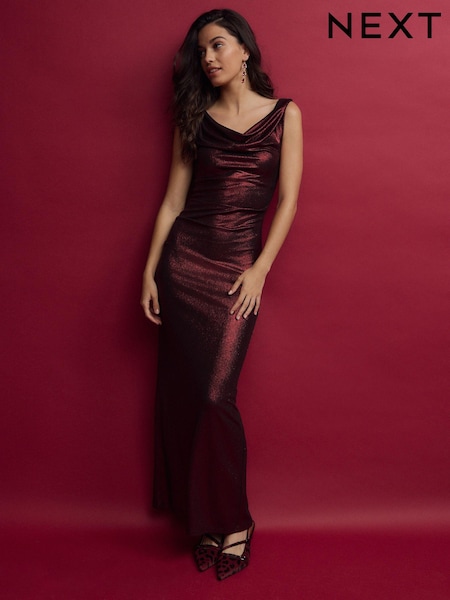 Red Sleeveless Maxi Cowl Neck Dress (B89104) | €20