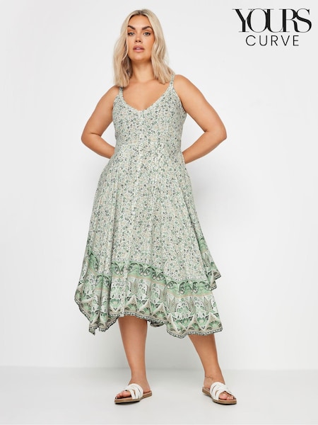 Yours Curve Blue Hanky Hem Border Dress (B89184) | €55