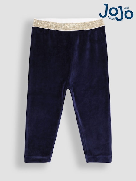 JoJo Maman Bébé Navy Blue Velour Leggings (B89223) | AED82