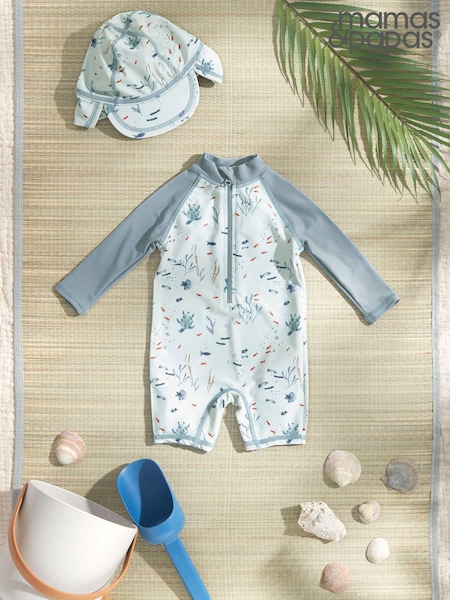 Mamas & Papas Deep Blue Sea Print Long Sleeve Rashsuit (B89228) | 125 zł