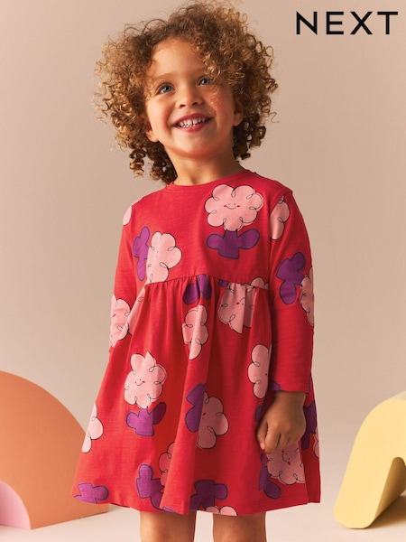 Red Long Sleeve Jersey Dress (3mths-7yrs) (B89275) | €11 - €14