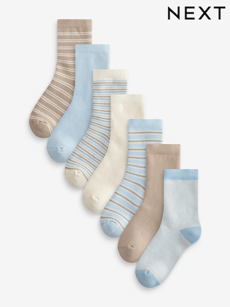 Blau/Neutral/Gestreift - Cosy Terry Cotton Rich Socks 7 Pack (B89323) | 9 € - 11 €