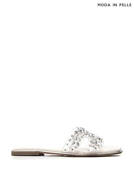 Moda in Pelle Natural Terra Jewelled H Band Perspex Sliders (B89355) | 170 QAR