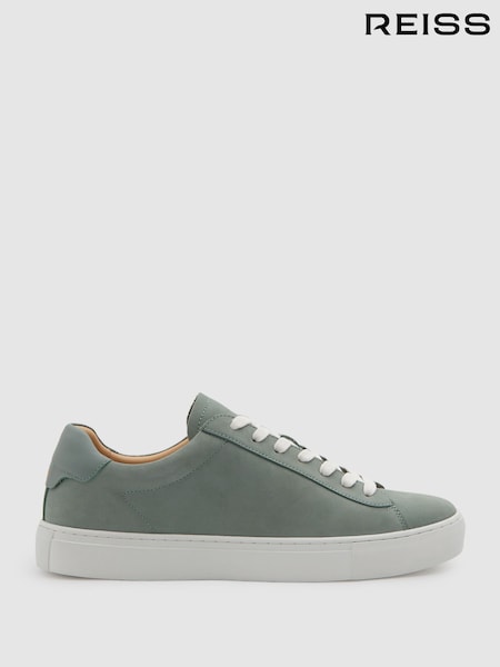 Reiss Pistachio Finley Nubuck Nubuck Leather Low Top Trainers (B89455) | €200