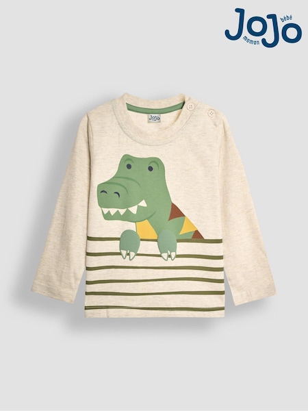 JoJo Maman Bébé Natural T-Rex Printed Top (B89575) | €20