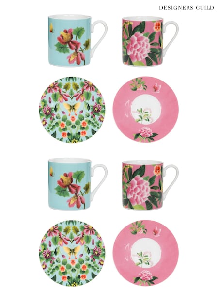 Designers Guild Ikebana Damask Espresso Cups And Saucers Set Of 4 (B89609) | ‏241‏₪