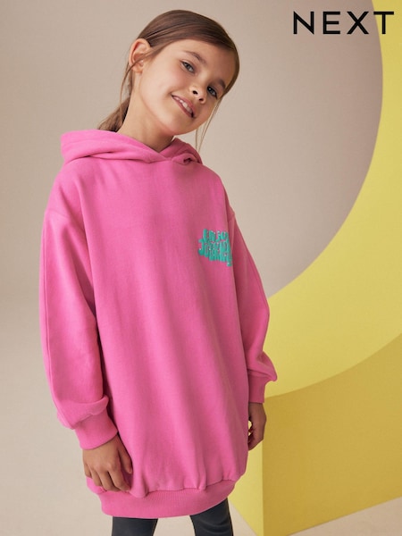 Pink/Green Printed Longline Hoodie (3-16yrs) (B89626) | AED63 - AED81