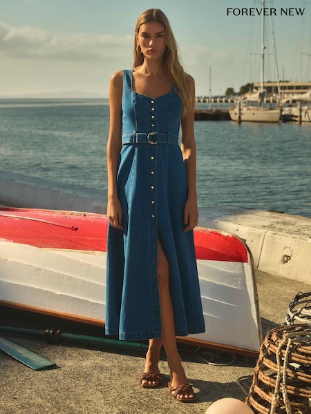 Forever New 100% Cotton Maja Denim Dress (B89884) | 123 €
