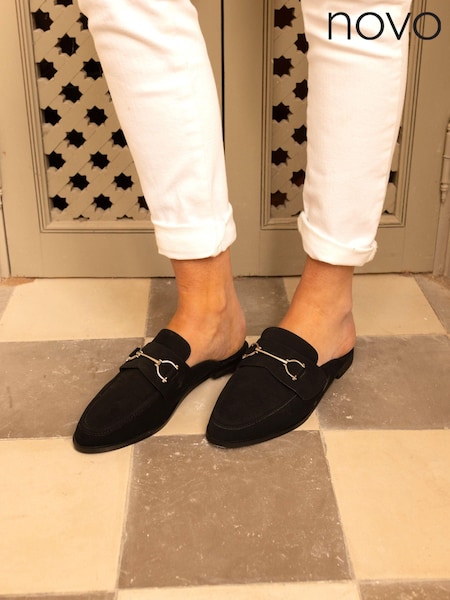 Novo Black Regular Fit Eleanora Backless Loafer Mules (B89902) | 117 QAR