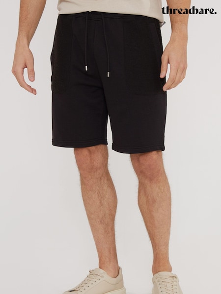 Czarny - Threadbare Contrast Panel Pocket Sweat Shorts (B89905) | 62 zł