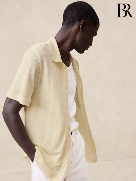 Banana Republic Yellow Linen Pique Resort Shirt (B89909) | €136