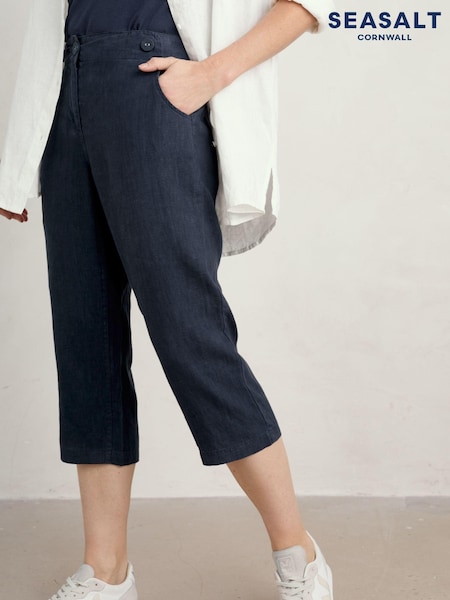 Seasalt Cornwall 100% Linen Brawn Point Crop Trousers (B90019) | 244 LEI