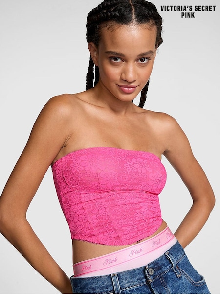 Victoria's Secret PINK Pink Rose Lace Strapless Corset Top (B90098) | €33