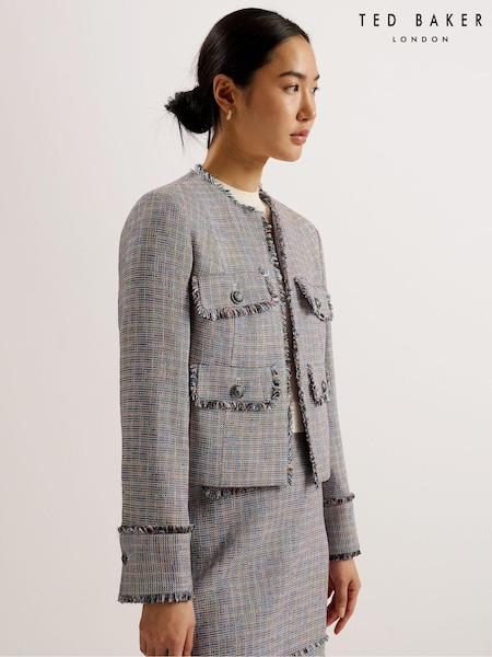 Ted Baker Grey Mayumi Cropped Bouclé Jacket (B90140) | €154