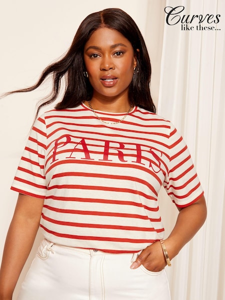 Curves Like These White Short Sleeve Graphic T-Shirt (B90158) | kr371