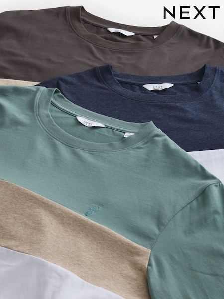 Multi Navy 3 Pack Long Sleeve Colourblock T-Shirts (B90349) | 126 QAR