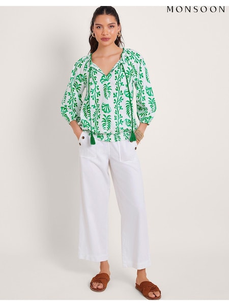 Monsoon White Short Length Crop Harper 100% Cotton Jeans (B90398) | €37