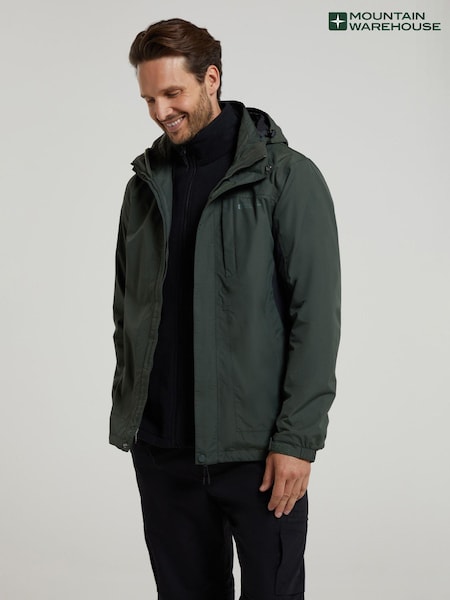 Mountain Warehouse Green Thunderstorm Mens Waterproof 3-In-1 Jacket (B90464) | €158