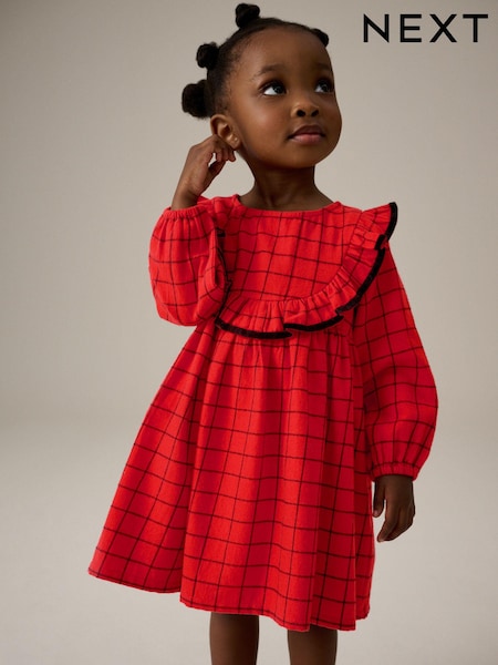 Red Grid Check Ruffle Dress (3mths-10yrs) (B90482) | AED46 - AED56